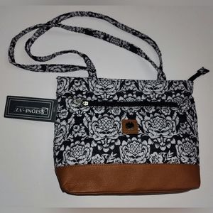 Mountain Stone•NY Handbag Black White Floral